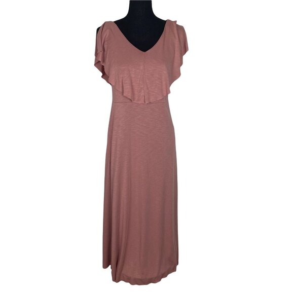 SOFT SURROUNDINGS Women Roxanna Maxi Dress V-Neck Ruffle Sz PS Pink 45-3 - Picture 2 of 10